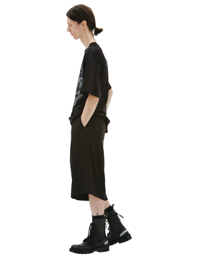 Shop Yohji Yamamoto Spider Print Silk Shorts In Black