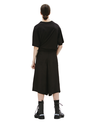 Shop Yohji Yamamoto Spider Print Silk Shorts In Black