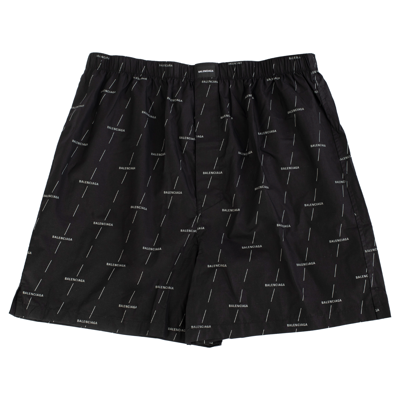 Shop Balenciaga Cotton Boxer Shorts In Black
