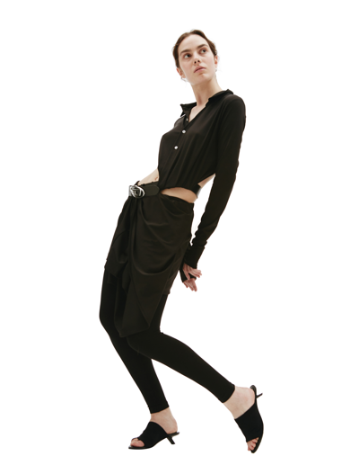 Shop Diesel Asymmetric Dress With Belt In Black