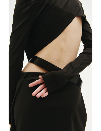 Shop Diesel Asymmetric Dress With Belt In Black