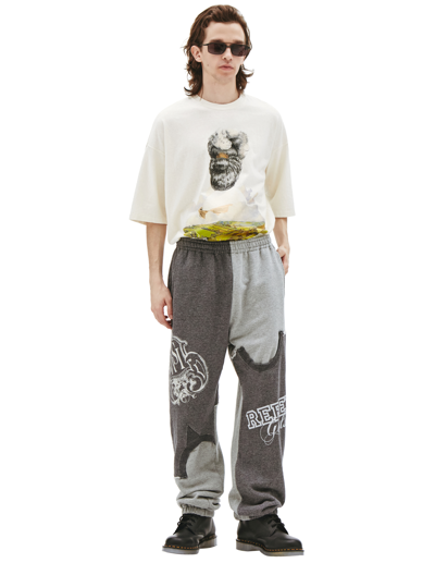 Shop Undercover Cotton Patchwork Sweatpants In Grey