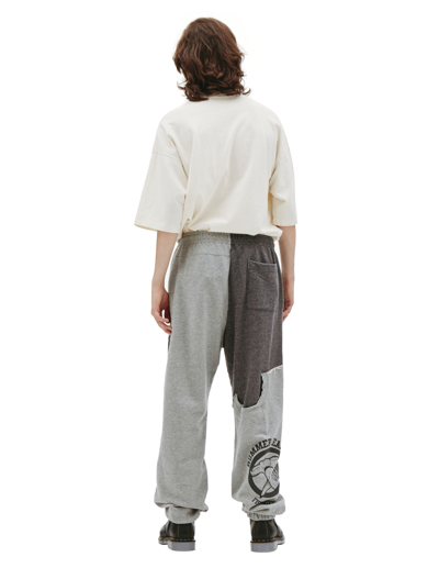 Shop Undercover Cotton Patchwork Sweatpants In Grey