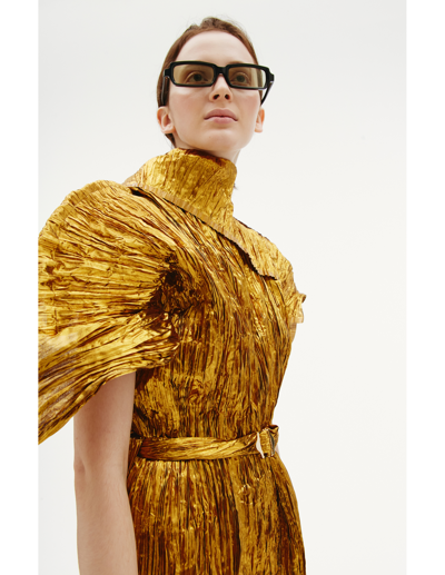 Shop Junya Watanabe Gold Polyester Midi Dress In Golden