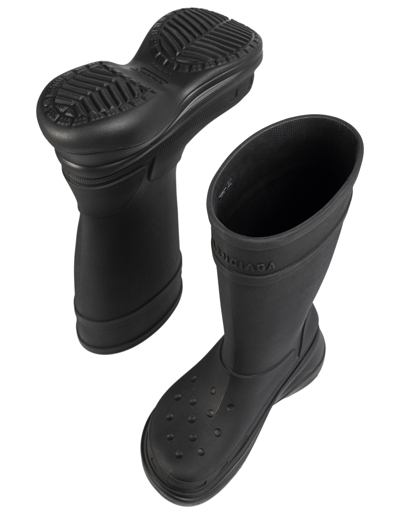 Balenciaga High-shaft Boots With Sculptural Sole In Black