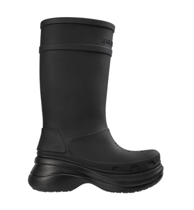 Balenciaga High-shaft Boots With Sculptural Sole In Black
