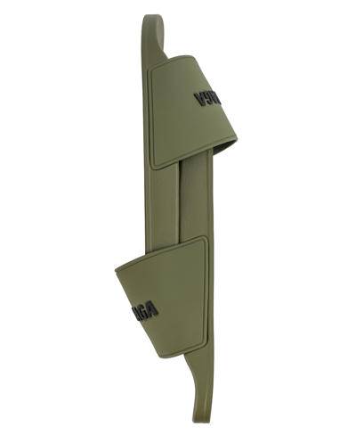 Balenciaga Logo-embossed Rubber Slides In Khaki