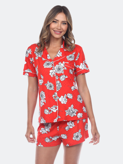 Shop White Mark Short Sleeve Floral Pajama Set In Red
