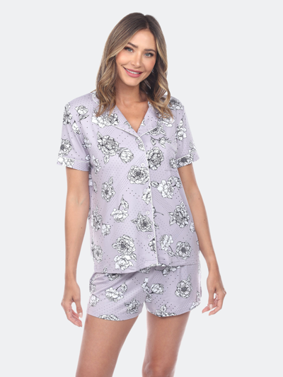 Shop White Mark Short Sleeve Floral Pajama Set In Grey
