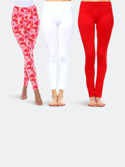 Shop White Mark Women's Leggings Pack In Red