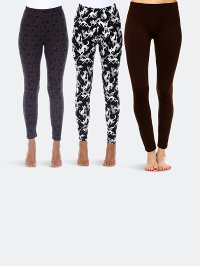 Shop White Mark Women's Leggings Pack In Brown