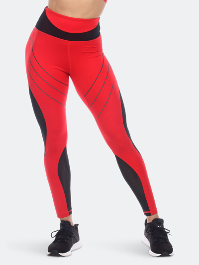Shop White Mark High-waist Reflective Piping Fitness Leggings In Red