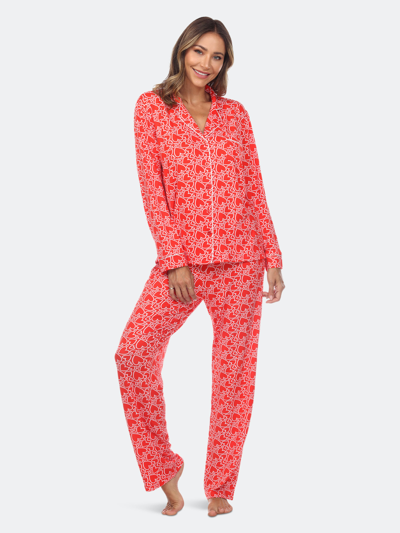 Shop White Mark Long Sleeve Floral Pajama Set In Red