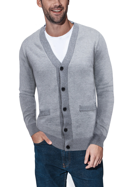 Shop X-ray X Ray Casual Herringbone Cardigan Sweater In Grey