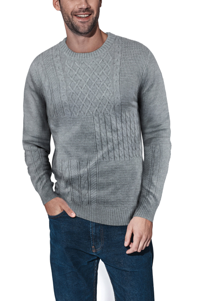 Shop X-ray X Ray Cable Knit Mixed Texture Sweater In Grey