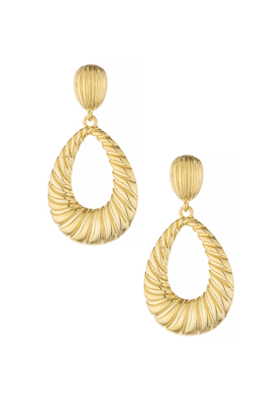 Shop Ettika Teardrop Wave Detailed 18k Gold Plated Earrings