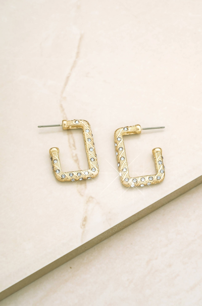Shop Ettika Crystal Studded 18k Gold Plated Rectangle Earrings