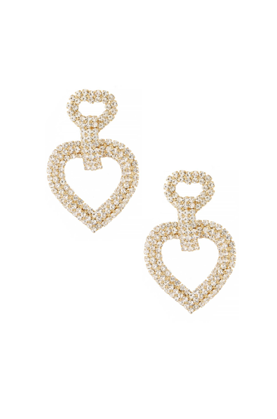 Shop Ettika Dove Drop Heart Crystal 18k Gold Plated Earrings