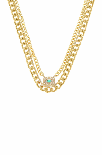 Shop Ettika Emerald Green Crystal Pendant 18k Gold Plated Necklace Set