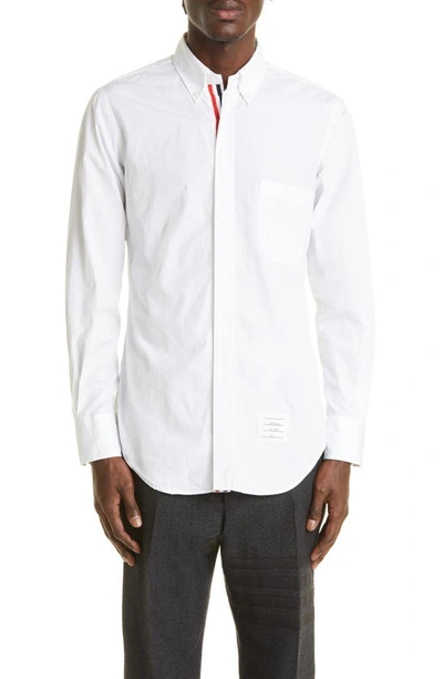 Shop Thom Browne Classic Fit Poplin Button-up Shirt In White