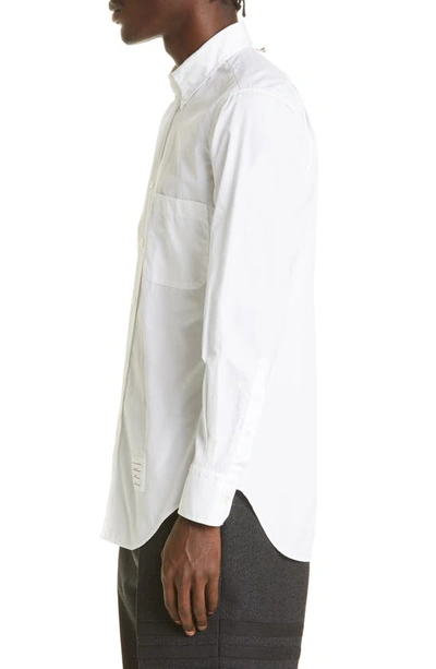 Shop Thom Browne Classic Fit Poplin Button-up Shirt In White