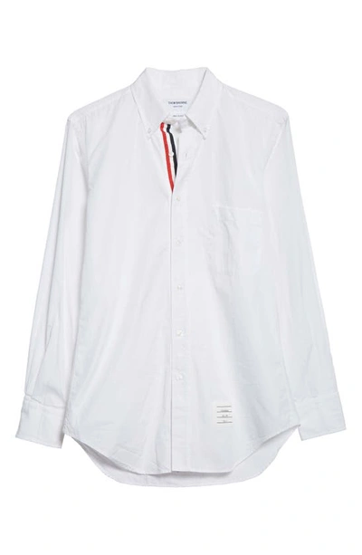 Shop Thom Browne Classic Fit Poplin Button-up Shirt In White
