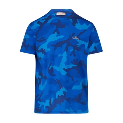 Shop Valentino T-shirt In Camou Blue