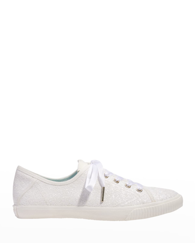 Shop Kate Spade Trista Glitter Low-top Sneakers In Optic White