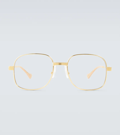Shop Gucci Square-frame Sunglasses In Gold