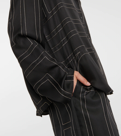 Totême Toteme Monogram Silk Twill Pajama Shirt In Black Monogram