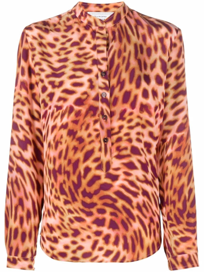 Shop Stella Mccartney `cheetah Print` Silk Shirt In Rosa