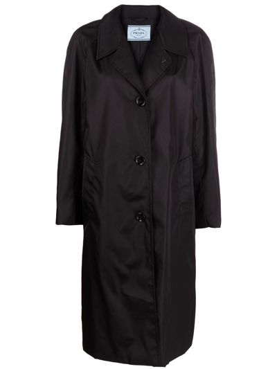 Shop Prada `re-nylon` Rain Coat In Nero