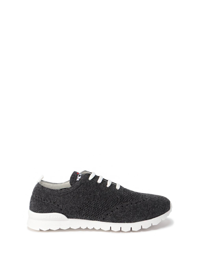 Shop Kiton Embroidered-logo Sneakers In Grigio