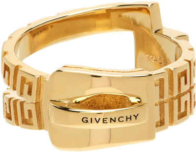 Shop Givenchy Gold G Zip Ring In 710 Golden Yellow