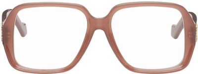 Shop Loewe Brown Square Glasses In 048 Shiny Pink / Bro
