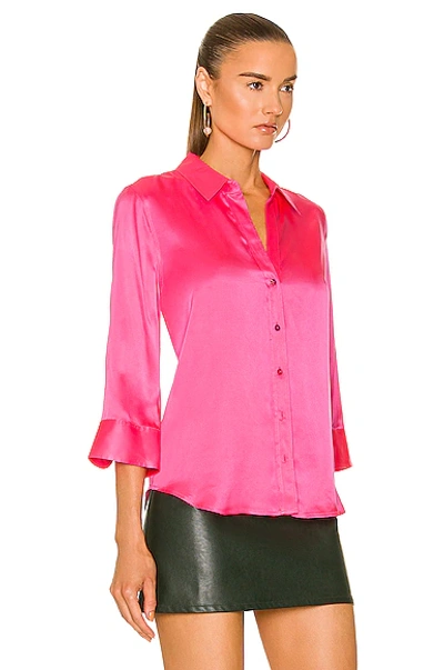 Shop L Agence Dani Quarter Sleeve Blouse In Rose