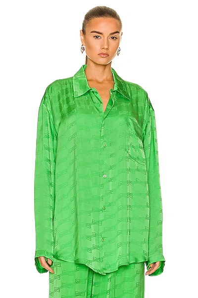 Shop Balenciaga Bb Licensing Long Sleeve Minimal Shirt In Apple Green