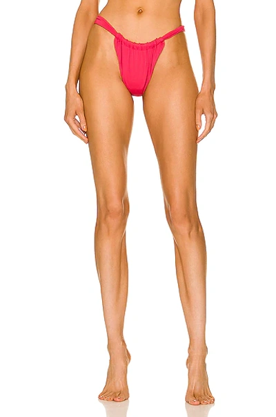 Shop Aexae Ruched Bikini Bottom In Pink