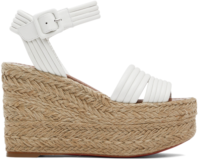 Shop Christian Louboutin White Manola Zeppa Heeled Sandals In T190 Bianco/naturel