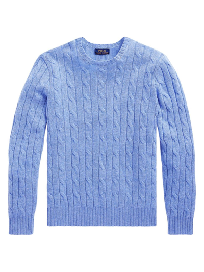 Shop Polo Ralph Lauren Cable Crewneck Sweater In Soft Royal Heather