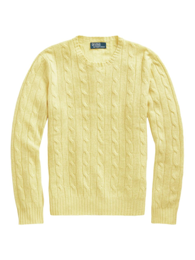 Shop Polo Ralph Lauren Cable Crewneck Sweater In Fall Yellow
