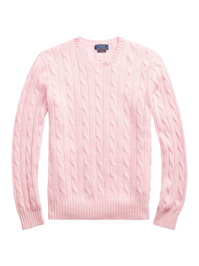 Shop Polo Ralph Lauren Cable Crewneck Sweater In Carmel Pink