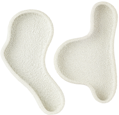 Shop Marloe Marloe Off-white Duo Lava Curved Tray Set In Lava / Bone