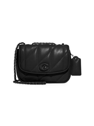 Shop Coach Women's Madison Quilted Pillow Leather Shoulder Bag In Black