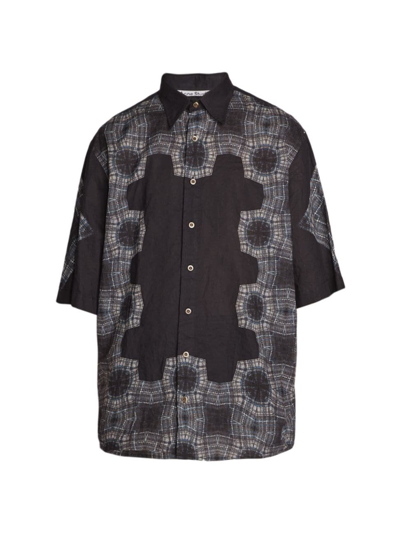 Shop Acne Studios Men's Sandrosa Kaleidoscope Short Sleeve Shirt In Black