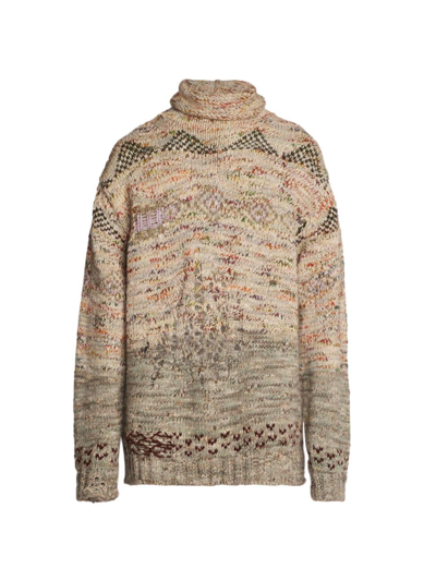 Shop Acne Studios Men's Kimothy Patterned Turtleneck Sweater In Sand Beige Light Khaki