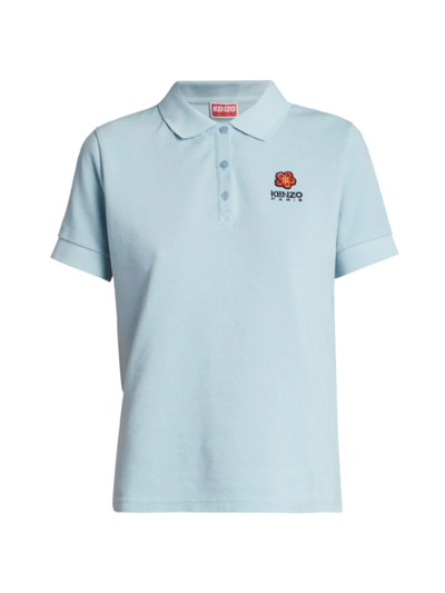 Shop Kenzo Women's Crest Logo Polo Shirt In Sky Blue