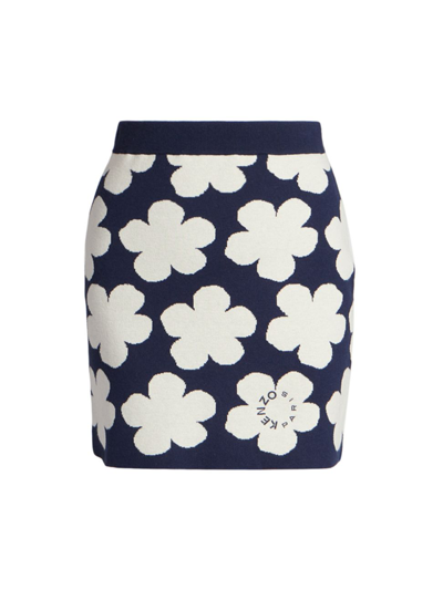 Shop Kenzo Women's Floral Jacquard Miniskirt In Midnight Blue