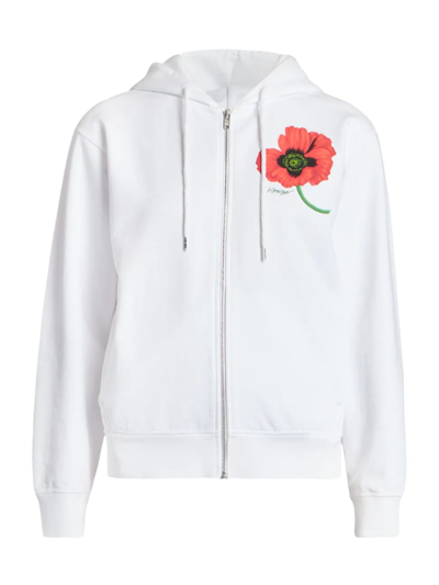 Shop Kenzo Women's Poppy Graphic Zip Hoodie In White