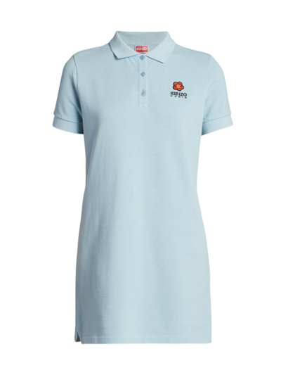 Shop Kenzo Women's Crest Logo Polo Dress In Sky Blue